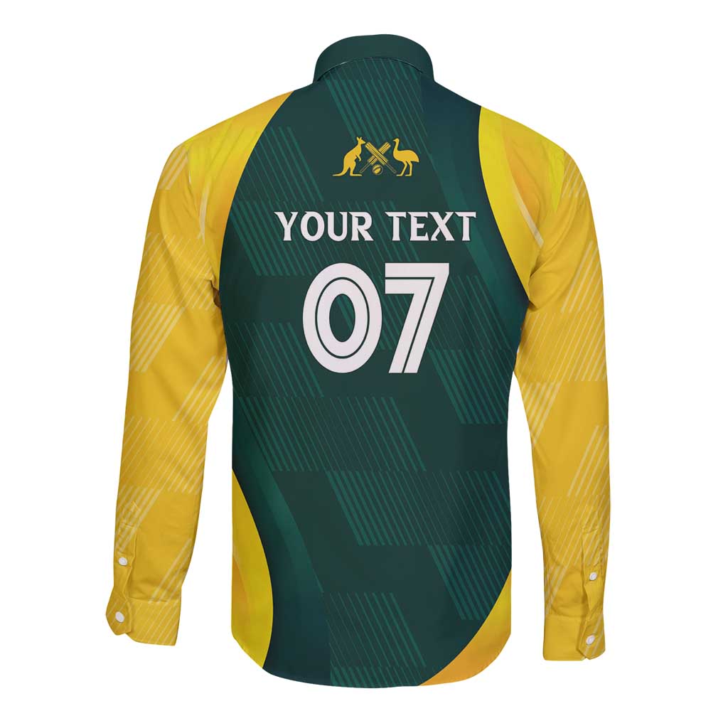 Australia Cricket Custom Long Sleeve Button Shirt GO Aussie - Modern Motif