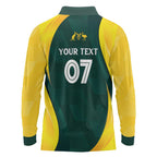 Australia Cricket Custom Long Sleeve Polo Shirt GO Aussie - Modern Motif