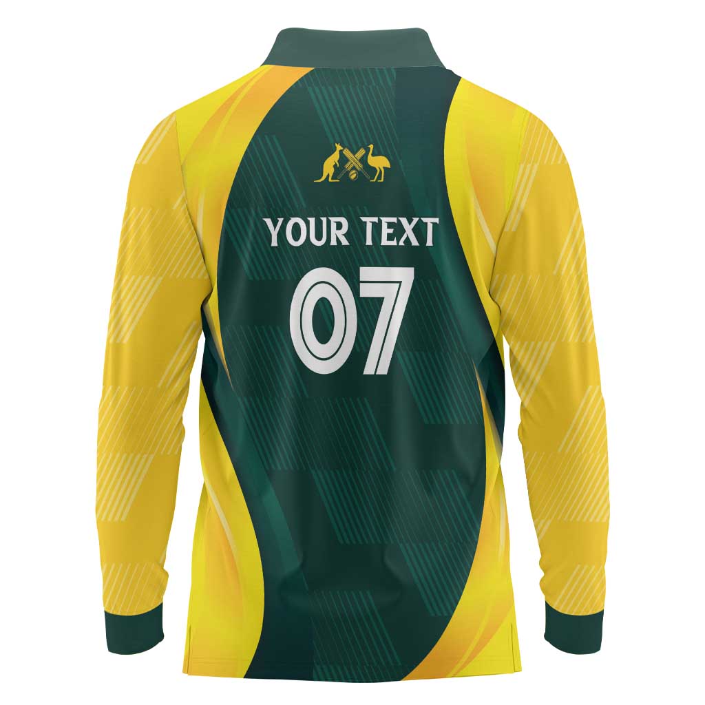 Australia Cricket Custom Long Sleeve Polo Shirt GO Aussie - Modern Motif