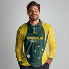 Australia Cricket Custom Long Sleeve Polo Shirt GO Aussie - Modern Motif