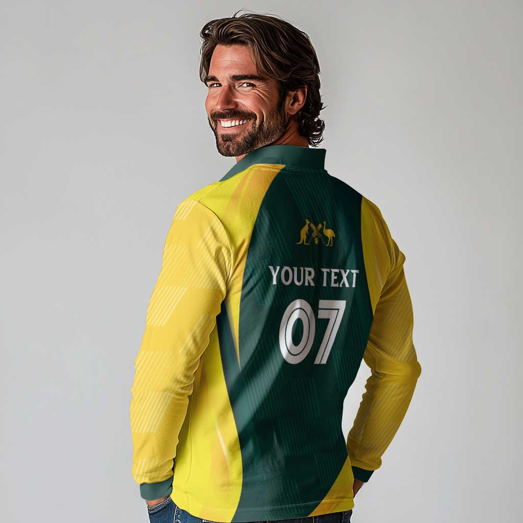 Australia Cricket Custom Long Sleeve Polo Shirt GO Aussie - Modern Motif