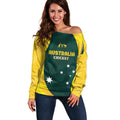 Australia Cricket Custom Off Shoulder Sweater GO Aussie - Modern Motif