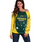 Australia Cricket Custom Off Shoulder Sweater GO Aussie - Modern Motif