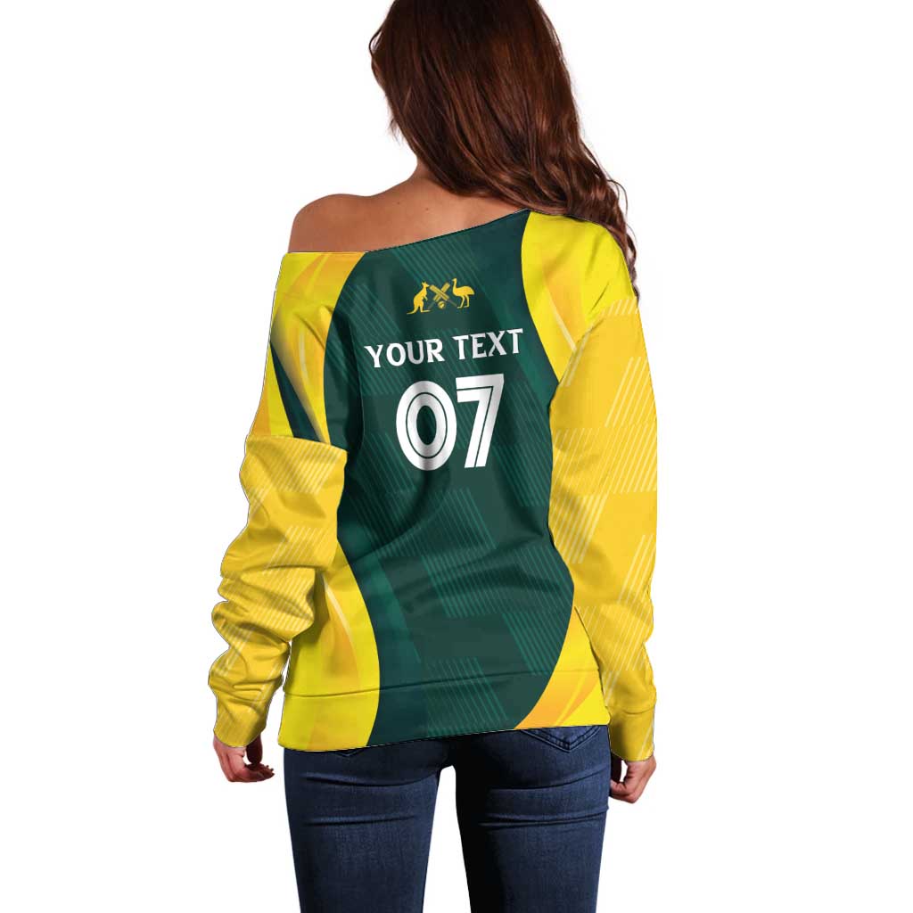 Australia Cricket Custom Off Shoulder Sweater GO Aussie - Modern Motif