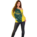Australia Cricket Custom Off Shoulder Sweater GO Aussie - Modern Motif
