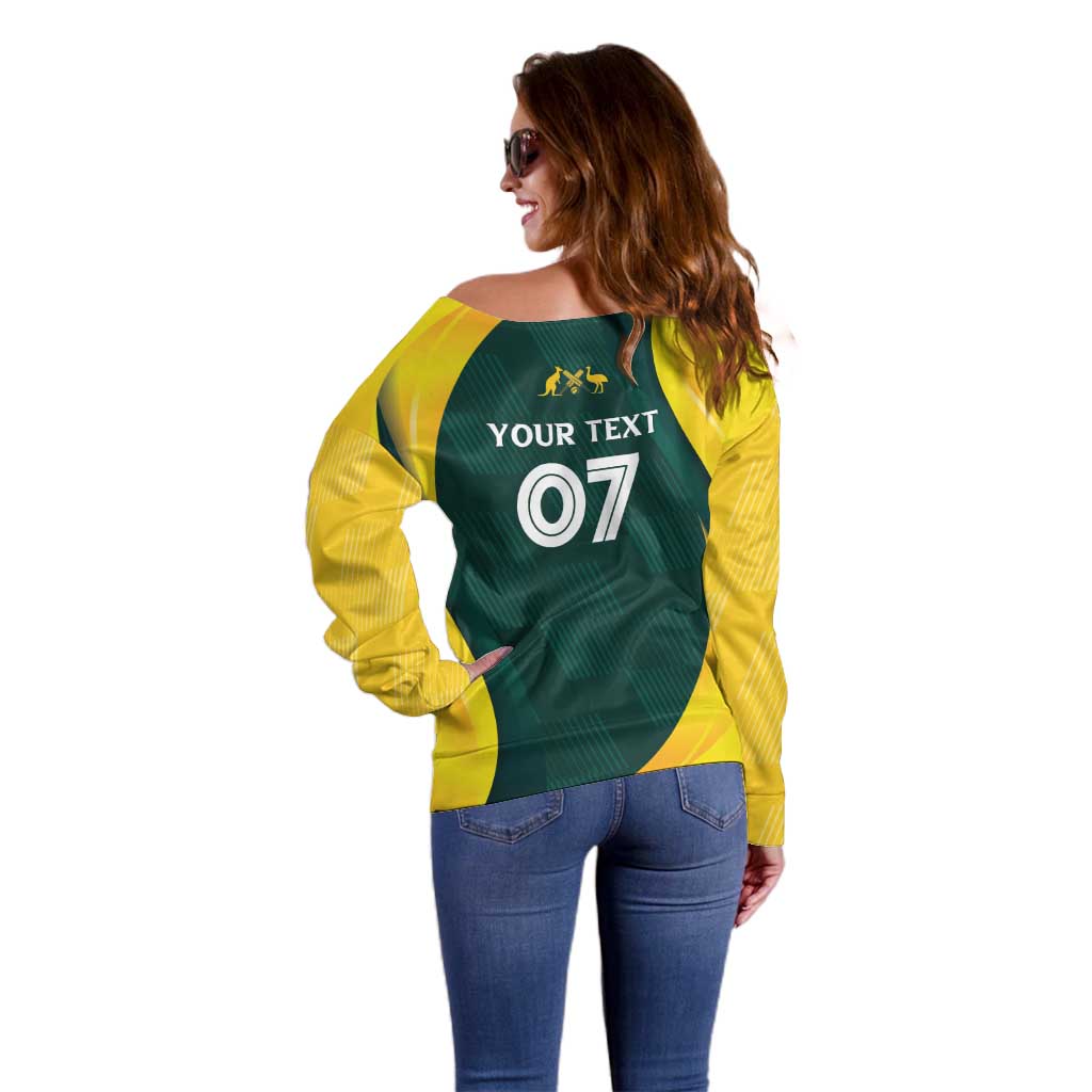 Australia Cricket Custom Off Shoulder Sweater GO Aussie - Modern Motif