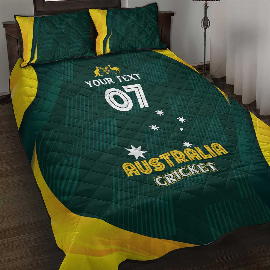 Australia Cricket Custom Quilt Bed Set GO Aussie - Modern Motif