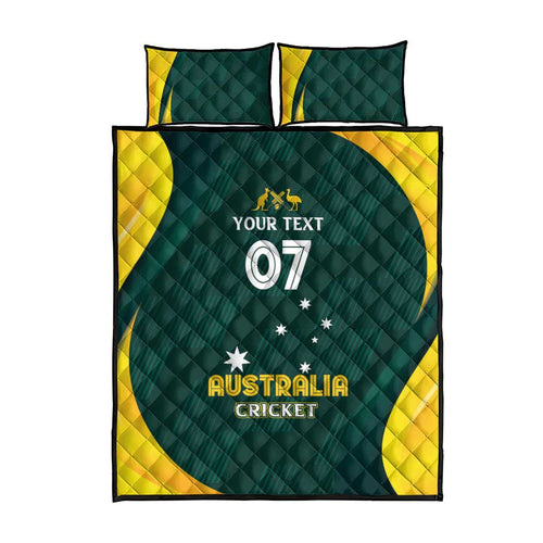 Australia Cricket Custom Quilt Bed Set GO Aussie - Modern Motif