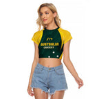 Australia Cricket Custom Raglan Cropped T Shirt GO Aussie - Modern Motif