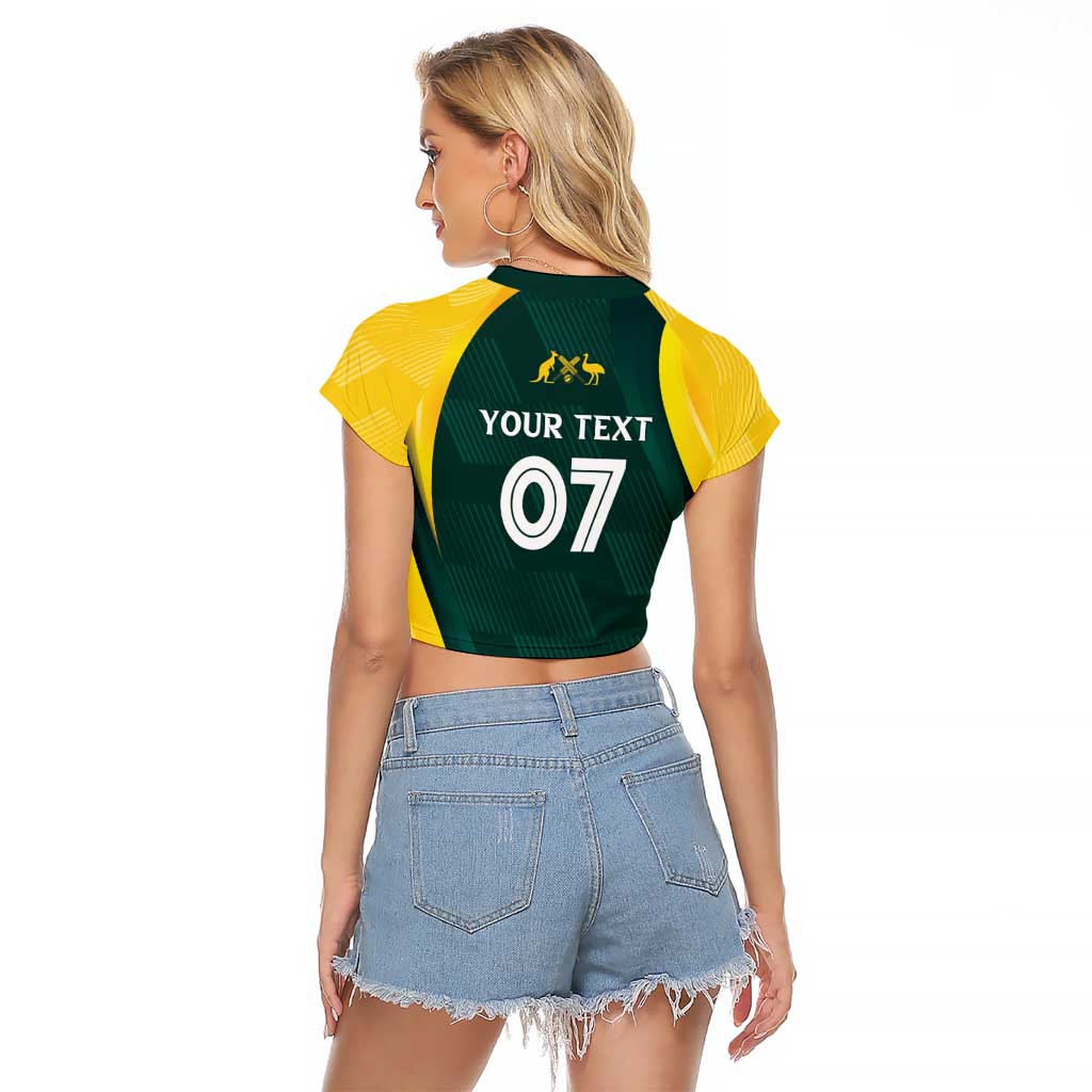 Australia Cricket Custom Raglan Cropped T Shirt GO Aussie - Modern Motif