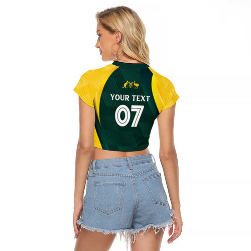 Australia Cricket Custom Raglan Cropped T Shirt GO Aussie - Modern Motif