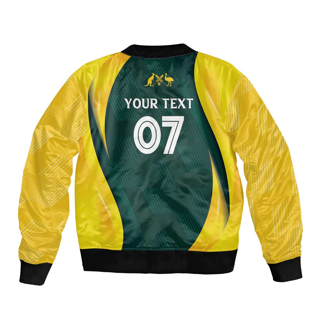 Australia Cricket Custom Sleeve Zip Bomber Jacket GO Aussie - Modern Motif