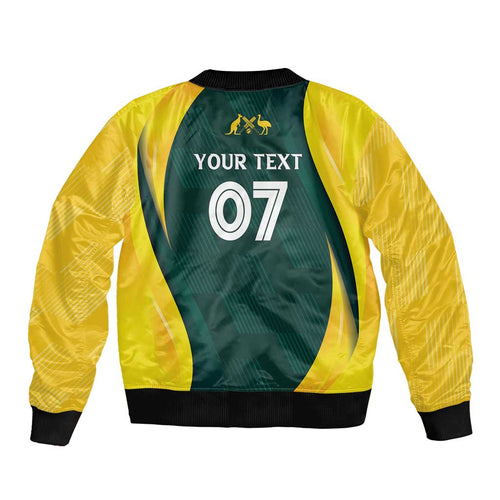 Australia Cricket Custom Sleeve Zip Bomber Jacket GO Aussie - Modern Motif