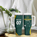 Australia Cricket Custom Tumbler With Handle GO Aussie - Modern Motif