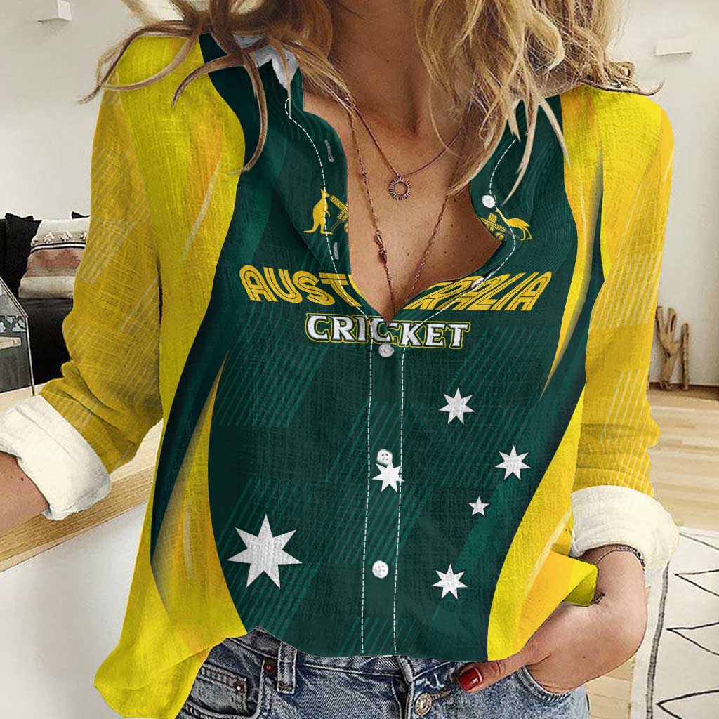 Australia Cricket Custom Women Casual Shirt GO Aussie - Modern Motif
