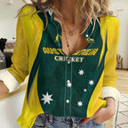 Australia Cricket Custom Women Casual Shirt GO Aussie - Modern Motif