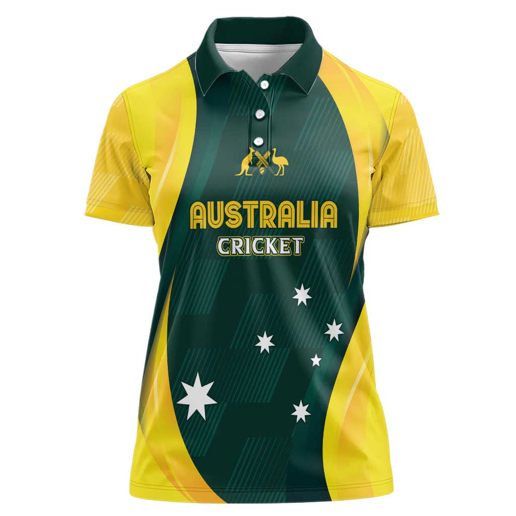 Australia Cricket Custom Women Polo Shirt GO Aussie - Modern Motif