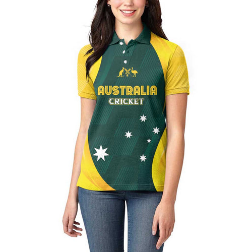 Australia Cricket Custom Women Polo Shirt GO Aussie - Modern Motif