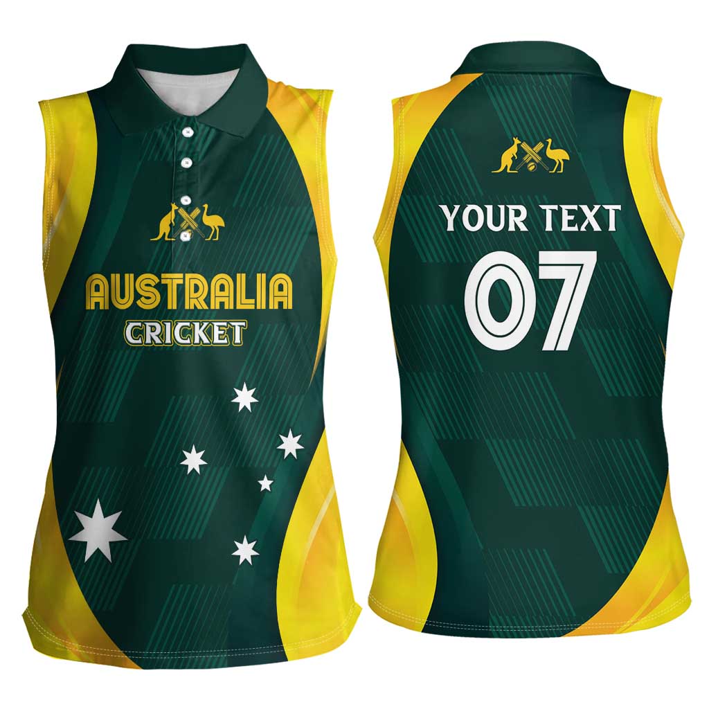 Australia Cricket Custom Women Sleeveless Polo Shirt GO Aussie - Modern Motif