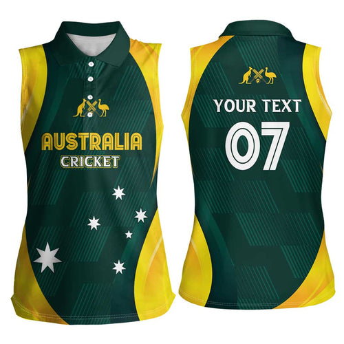 Australia Cricket Custom Women Sleeveless Polo Shirt GO Aussie - Modern Motif