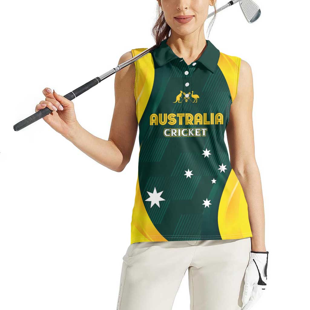 Australia Cricket Custom Women Sleeveless Polo Shirt GO Aussie - Modern Motif