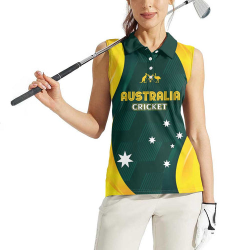 Australia Cricket Custom Women Sleeveless Polo Shirt GO Aussie - Modern Motif