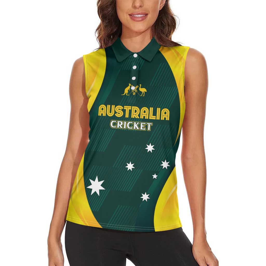 Australia Cricket Custom Women Sleeveless Polo Shirt GO Aussie - Modern Motif