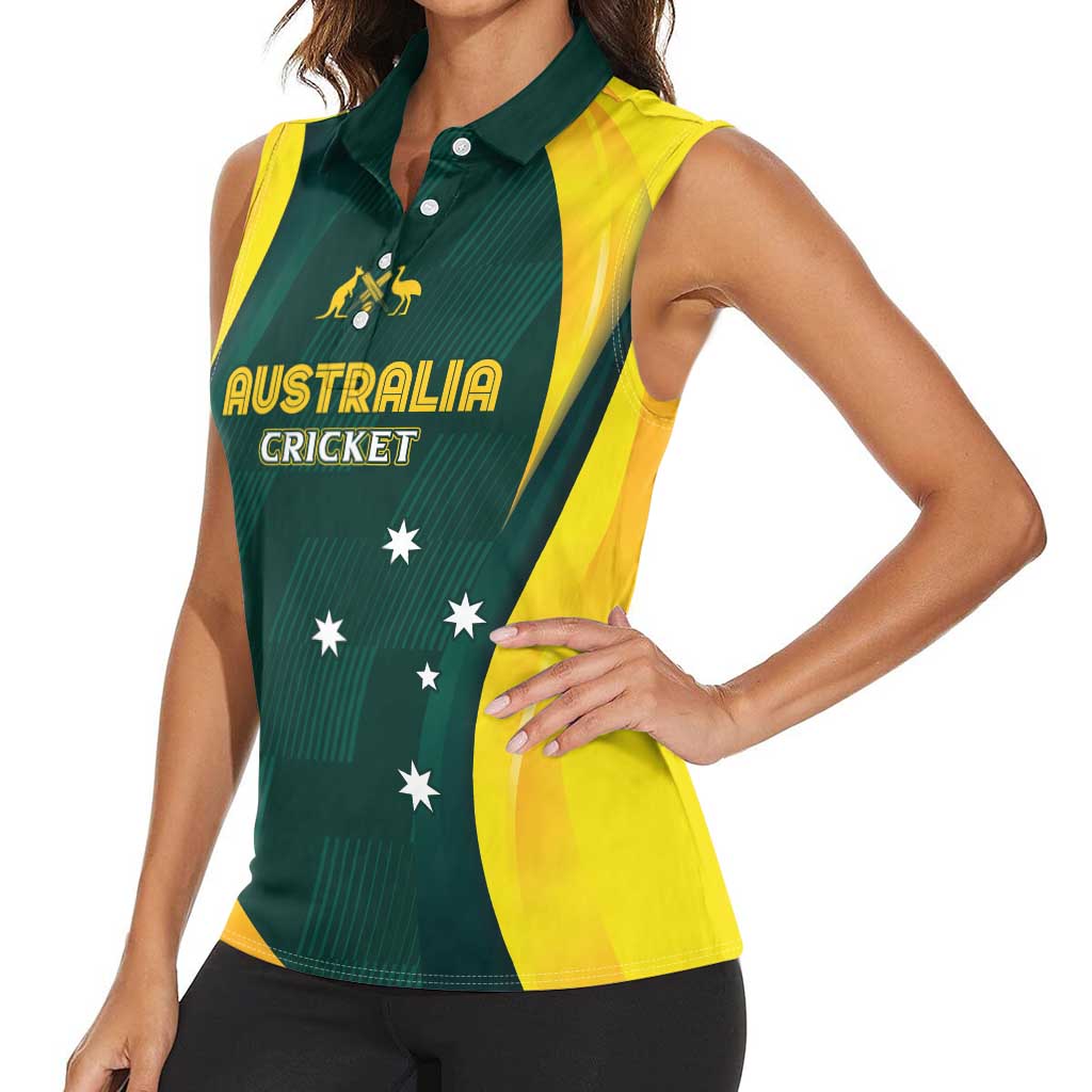 Australia Cricket Custom Women Sleeveless Polo Shirt GO Aussie - Modern Motif