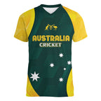 Australia Cricket Custom Women V-Neck T-Shirt GO Aussie - Modern Motif