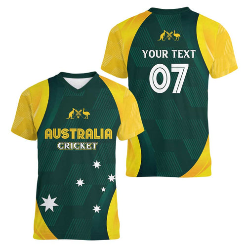 Australia Cricket Custom Women V-Neck T-Shirt GO Aussie - Modern Motif