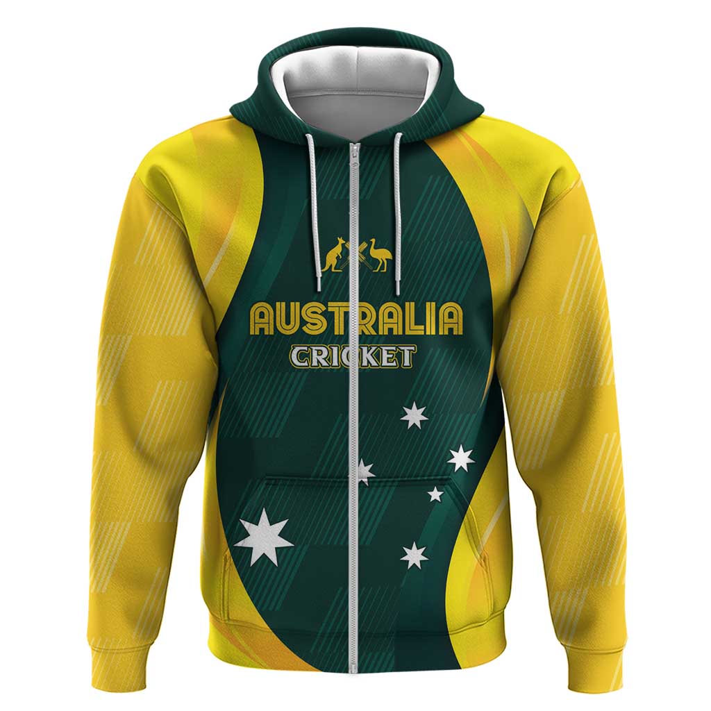 Australia Cricket Custom Zip Hoodie GO Aussie - Modern Motif