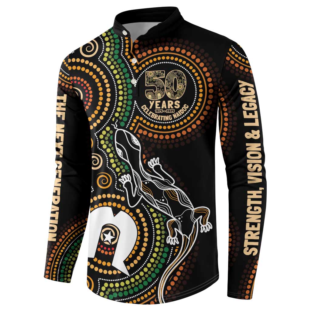 50 Years of NAIDOC Week Indigenous Button Sweatshirt Honor The Past - Grace The Present