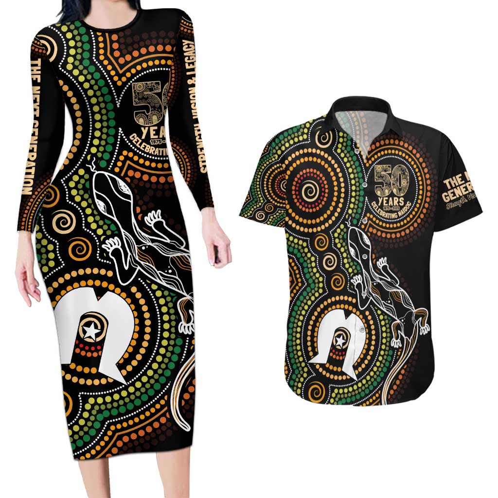 50 Years of NAIDOC Week Indigenous Couples Matching Long Sleeve Bodycon Dress and Hawaiian Shirt Honor The Past - Grace The Present