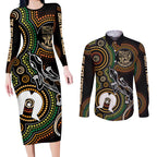 50 Years of NAIDOC Week Indigenous Couples Matching Long Sleeve Bodycon Dress and Long Sleeve Button Shirt Honor The Past - Grace The Present