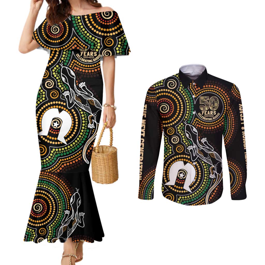 50 Years of NAIDOC Week Indigenous Couples Matching Mermaid Dress and Long Sleeve Button Shirt Honor The Past - Grace The Present