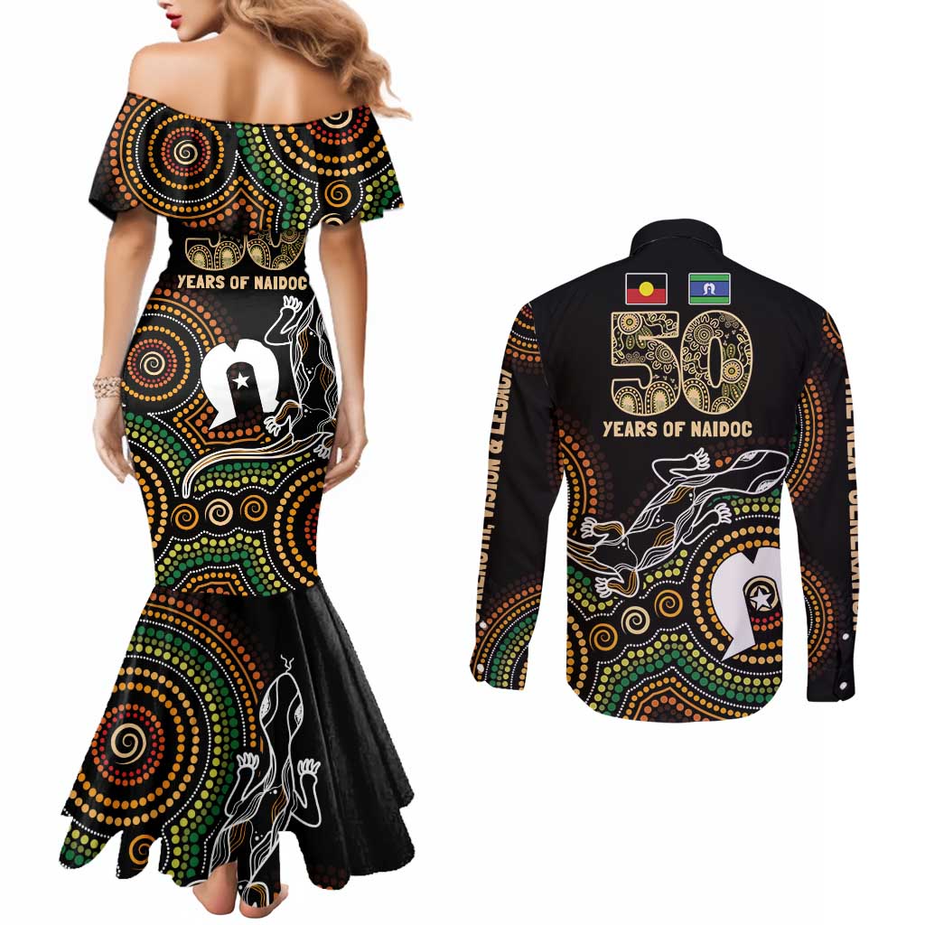 50 Years of NAIDOC Week Indigenous Couples Matching Mermaid Dress and Long Sleeve Button Shirt Honor The Past - Grace The Present