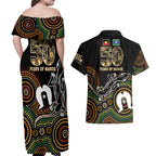 50 Years of NAIDOC Week Indigenous Couples Matching Off Shoulder Maxi Dress and Hawaiian Shirt Honor The Past - Grace The Present