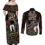 50 Years of NAIDOC Week Indigenous Couples Matching Off Shoulder Maxi Dress and Long Sleeve Button Shirt Honor The Past - Grace The Present