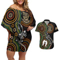 50 Years of NAIDOC Week Indigenous Couples Matching Off Shoulder Short Dress and Hawaiian Shirt Honor The Past - Grace The Present