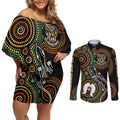 50 Years of NAIDOC Week Indigenous Couples Matching Off Shoulder Short Dress and Long Sleeve Button Shirt Honor The Past - Grace The Present