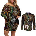 50 Years of NAIDOC Week Indigenous Couples Matching Off Shoulder Short Dress and Long Sleeve Button Shirt Honor The Past - Grace The Present