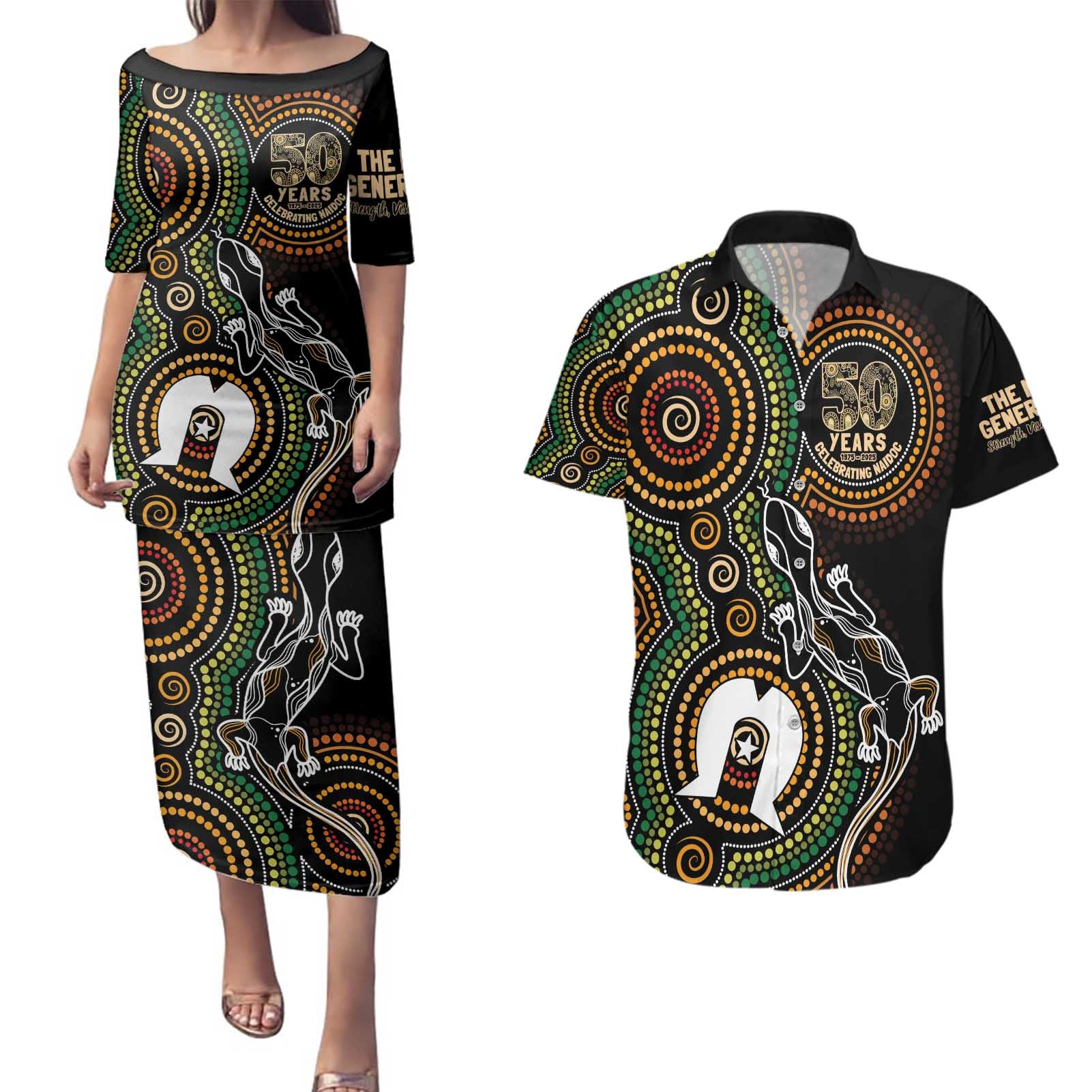 50 Years of NAIDOC Week Indigenous Couples Matching Puletasi and Hawaiian Shirt Honor The Past - Grace The Present