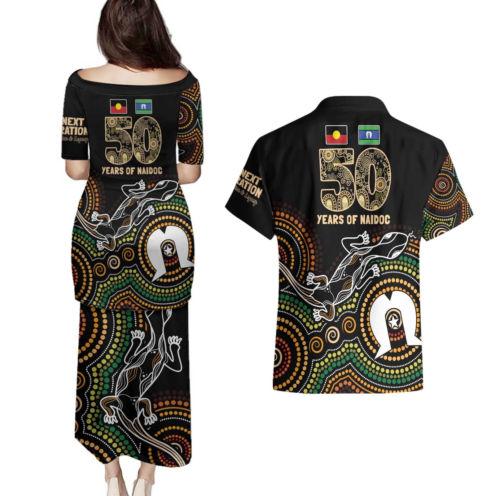 50 Years of NAIDOC Week Indigenous Couples Matching Puletasi and Hawaiian Shirt Honor The Past - Grace The Present