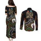 50 Years of NAIDOC Week Indigenous Couples Matching Puletasi and Long Sleeve Button Shirt Honor The Past - Grace The Present