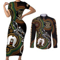 50 Years of NAIDOC Week Indigenous Couples Matching Short Sleeve Bodycon Dress and Long Sleeve Button Shirt Honor The Past - Grace The Present