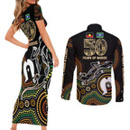 50 Years of NAIDOC Week Indigenous Couples Matching Short Sleeve Bodycon Dress and Long Sleeve Button Shirt Honor The Past - Grace The Present