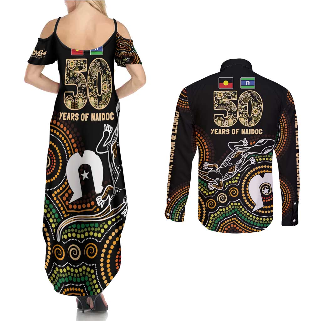 50 Years of NAIDOC Week Indigenous Couples Matching Summer Maxi Dress and Long Sleeve Button Shirt Honor The Past - Grace The Present