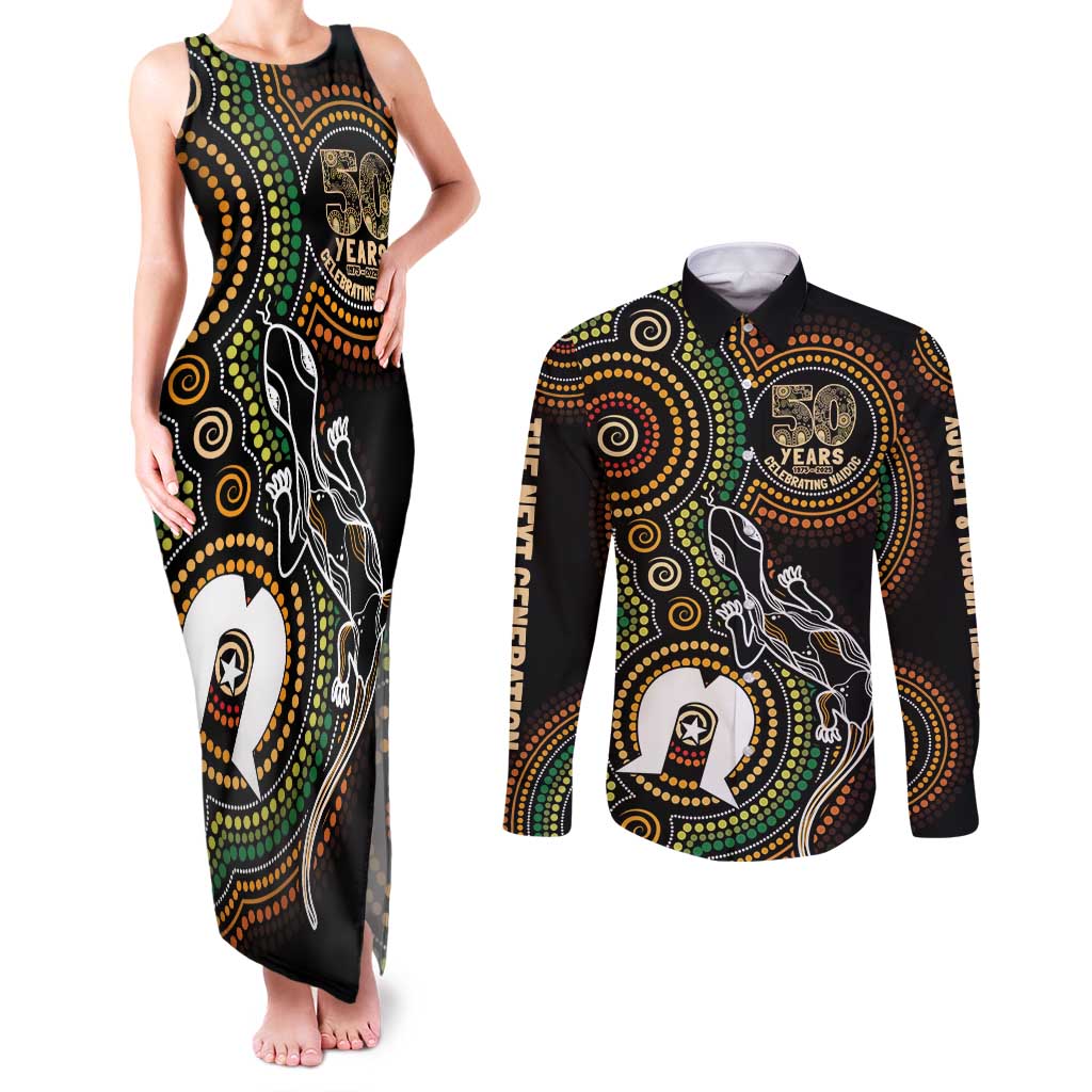 50 Years of NAIDOC Week Indigenous Couples Matching Tank Maxi Dress and Long Sleeve Button Shirt Honor The Past - Grace The Present