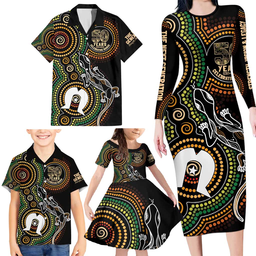 50 Years of NAIDOC Week Indigenous Family Matching Long Sleeve Bodycon Dress and Hawaiian Shirt Honor The Past - Grace The Present