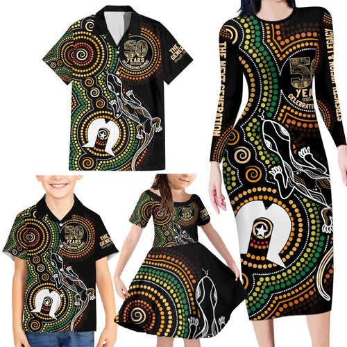 50 Years of NAIDOC Week Indigenous Family Matching Long Sleeve Bodycon Dress and Hawaiian Shirt Honor The Past - Grace The Present